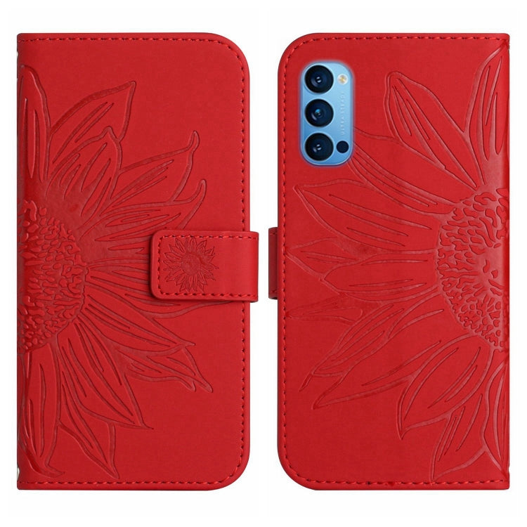 Skin Feel Custodia per cellulare in pelle con motivo a fiori di sole con cordino, For OPPO Reno4 Pro 5G, For OPPO Reno4 Z 5G/A92S