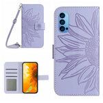 Skin Feel Custodia per cellulare in pelle con motivo a fiori di sole con cordino, For OPPO Reno4 Pro 5G, For OPPO Reno4 Z 5G/A92S