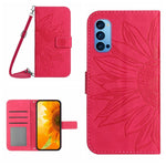 Skin Feel Custodia per cellulare in pelle con motivo a fiori di sole con cordino, For OPPO Reno4 Pro 5G, For OPPO Reno4 Z 5G/A92S