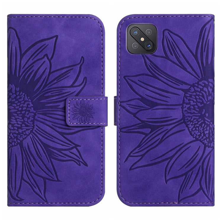 Skin Feel Custodia per cellulare in pelle con motivo a fiori di sole con cordino, For OPPO Reno4 Pro 5G, For OPPO Reno4 Z 5G/A92S