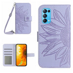 Skin Feel Custodia per cellulare in pelle con motivo a fiori di sole con cordino, For OPPO Reno5 4G, For OPPO Reno5 5G/Find X3 Lite
