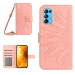 Skin Feel Custodia per cellulare in pelle con motivo a fiori di sole con cordino, For OPPO Reno5 4G, For OPPO Reno5 5G/Find X3 Lite