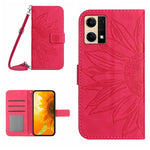Skin Feel Custodia per cellulare in pelle con motivo a fiori di sole con cordino, For OPPO Reno6 Pro Global, For OPPO Reno7 4G/Reno8 4G