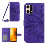 Skin Feel Custodia per cellulare in pelle con motivo a fiori di sole con cordino, For OPPO Reno6 Pro Global, For OPPO Reno7 4G/Reno8 4G