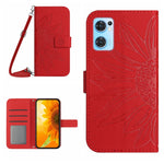 Skin Feel Custodia per cellulare in pelle con motivo a fiori di sole con cordino, For OPPO Reno7 5G/Find X5 Lite, For OPPO Reno7 A Japan Edition
