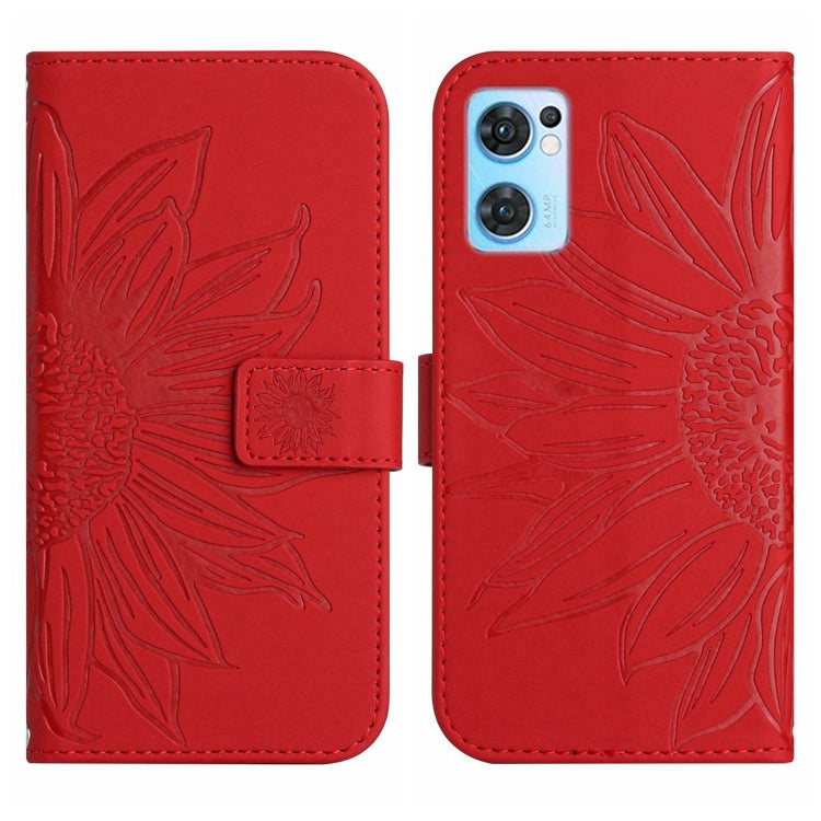 Skin Feel Custodia per cellulare in pelle con motivo a fiori di sole con cordino, For OPPO Reno7 5G/Find X5 Lite, For OPPO Reno7 A Japan Edition