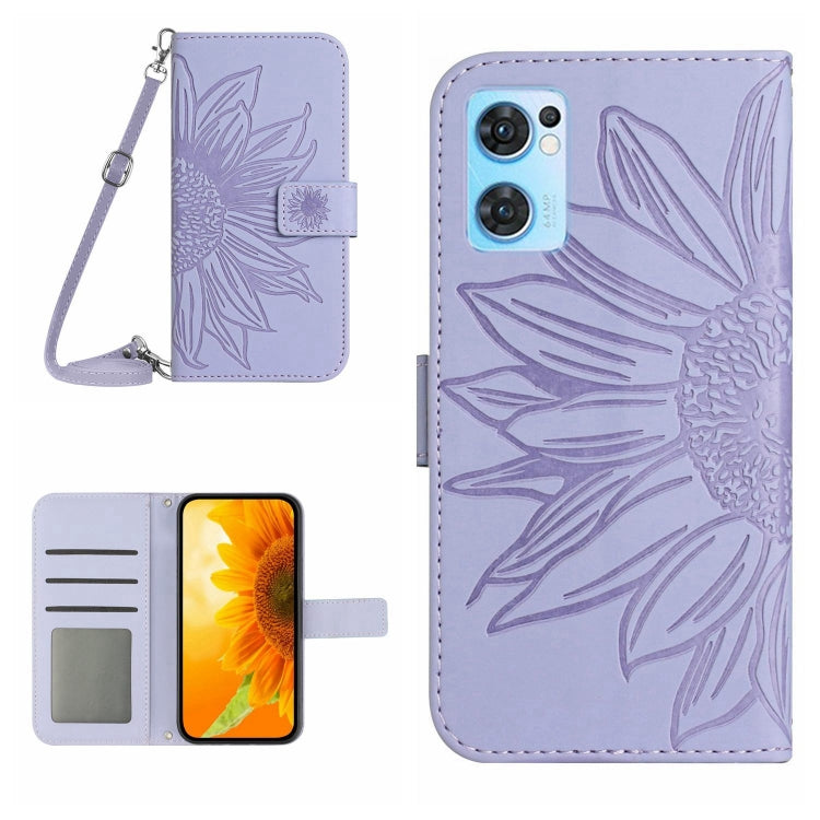 Skin Feel Custodia per cellulare in pelle con motivo a fiori di sole con cordino, For OPPO Reno7 5G/Find X5 Lite, For OPPO Reno7 A Japan Edition