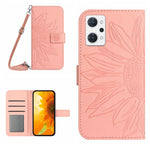 Skin Feel Custodia per cellulare in pelle con motivo a fiori di sole con cordino, For OPPO Reno7 5G/Find X5 Lite, For OPPO Reno7 A Japan Edition