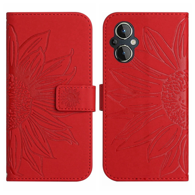 Skin Feel Custodia per cellulare in pelle con motivo a fiori di sole con cordino, For OPPO Reno7 Lite/Reno8 Lite/Reno7 Z 5G, For OPPO Reno8 4G/Reno8 5G