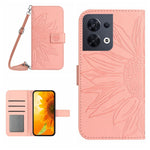 Skin Feel Custodia per cellulare in pelle con motivo a fiori di sole con cordino, For OPPO Reno7 Lite/Reno8 Lite/Reno7 Z 5G, For OPPO Reno8 4G/Reno8 5G