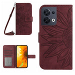 Skin Feel Custodia per cellulare in pelle con motivo a fiori di sole con cordino, For OPPO Reno7 Lite/Reno8 Lite/Reno7 Z 5G, For OPPO Reno8 4G/Reno8 5G