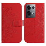 Skin Feel Custodia per cellulare in pelle con motivo a fiori di sole con cordino, For OPPO Reno8 Pro Global