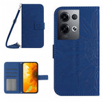 Skin Feel Custodia per cellulare in pelle con motivo a fiori di sole con cordino, For OPPO Reno8 Pro Global