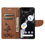 Custodia per cellulare in pelle flip orizzontale goffrata farfalla, For Google Pixel 7 Pro 5G