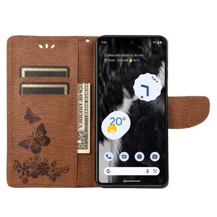 Custodia per cellulare in pelle flip orizzontale goffrata farfalla, For Google Pixel 7 Pro 5G