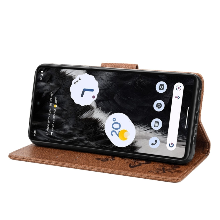 Custodia per cellulare in pelle flip orizzontale goffrata farfalla, For Google Pixel 7 Pro 5G