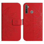Skin Feel Custodia per cellulare in pelle con motivo a fiori di sole con cordino, For Realme 5, For Realme 5 Pro