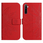 Skin Feel Custodia per cellulare in pelle con motivo a fiori di sole con cordino, For Realme 6, For Realme 6 Pro