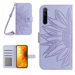 Skin Feel Custodia per cellulare in pelle con motivo a fiori di sole con cordino, For Realme 6, For Realme 6 Pro