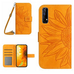 Skin Feel Custodia per cellulare in pelle con motivo a fiori di sole con cordino, For Realme 7/Narzo 20 Pro, For Realme 7 Pro