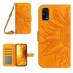 Skin Feel Custodia per cellulare in pelle con motivo a fiori di sole con cordino, For Realme 7/Narzo 20 Pro, For Realme 7 Pro