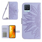 Skin Feel Custodia per cellulare in pelle con motivo a fiori di sole con cordino, For Realme 8 4G/Realme 8 Pro, For Realme 8 5G