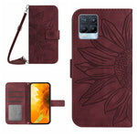 Skin Feel Custodia per cellulare in pelle con motivo a fiori di sole con cordino, For Realme 8 4G/Realme 8 Pro, For Realme 8 5G