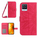 Skin Feel Custodia per cellulare in pelle con motivo a fiori di sole con cordino, For Realme 8 4G/Realme 8 Pro, For Realme 8 5G
