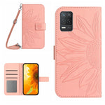 Skin Feel Custodia per cellulare in pelle con motivo a fiori di sole con cordino, For Realme 8 4G/Realme 8 Pro, For Realme 8 5G
