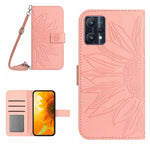 Skin Feel Custodia per cellulare in pelle con motivo a fiori di sole con cordino, For Realme 8i/Narzo 50 4G, For Realme 9 4G/Realme 9 Pro+ 5G