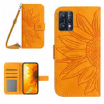 Skin Feel Custodia per cellulare in pelle con motivo a fiori di sole con cordino, For Realme 8i/Narzo 50 4G, For Realme 9 4G/Realme 9 Pro+ 5G