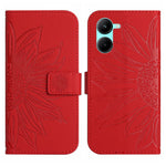 Skin Feel Custodia per cellulare in pelle con motivo a fiori di sole con cordino, For Realme 10 4G, For Realme 10 5G