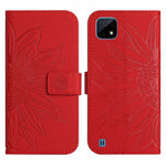 Skin Feel Custodia per cellulare in pelle con motivo a fiori di sole con cordino, For Realme C11, For Realme C12/C15/C25