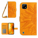 Skin Feel Custodia per cellulare in pelle con motivo a fiori di sole con cordino, For Realme C11, For Realme C12/C15/C25