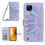 Skin Feel Custodia per cellulare in pelle con motivo a fiori di sole con cordino, For Realme C20/C21, For Realme C30/Narzo 50i Prime