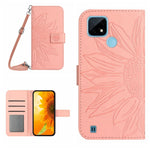 Skin Feel Custodia per cellulare in pelle con motivo a fiori di sole con cordino, For Realme C20/C21, For Realme C30/Narzo 50i Prime