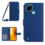 Skin Feel Custodia per cellulare in pelle con motivo a fiori di sole con cordino, For Realme C20/C21, For Realme C30/Narzo 50i Prime