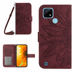 Skin Feel Custodia per cellulare in pelle con motivo a fiori di sole con cordino, For Realme C20/C21, For Realme C30/Narzo 50i Prime
