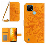 Skin Feel Custodia per cellulare in pelle con motivo a fiori di sole con cordino, For Realme C20/C21, For Realme C30/Narzo 50i Prime