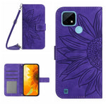 Skin Feel Custodia per cellulare in pelle con motivo a fiori di sole con cordino, For Realme C20/C21, For Realme C30/Narzo 50i Prime