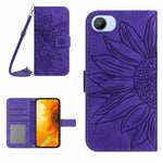 Skin Feel Custodia per cellulare in pelle con motivo a fiori di sole con cordino, For Realme C20/C21, For Realme C30/Narzo 50i Prime
