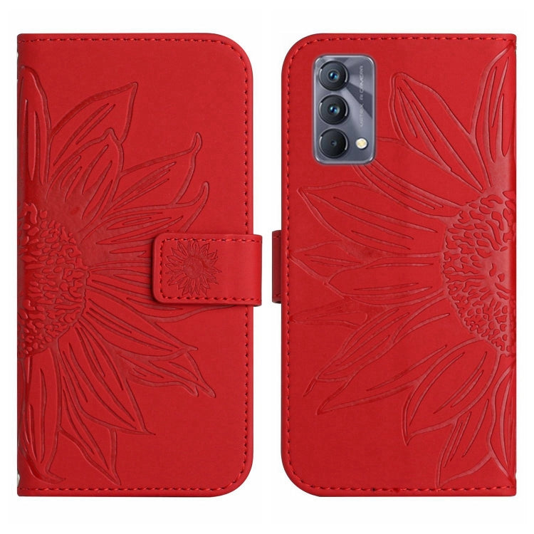 Skin Feel Custodia per cellulare in pelle con motivo a fiori di sole con cordino, For Realme GT Master, For Realme GT Neo2