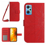 Skin Feel Custodia per cellulare in pelle con motivo a fiori di sole con cordino, For Realme GT Master, For Realme GT Neo2