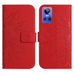 Skin Feel Custodia per cellulare in pelle con motivo a fiori di sole con cordino, For Realme GT Neo3, For OnePlus 9