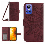 Skin Feel Custodia per cellulare in pelle con motivo a fiori di sole con cordino, For Realme GT Neo3, For OnePlus 9