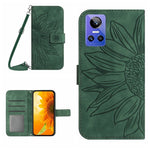 Skin Feel Custodia per cellulare in pelle con motivo a fiori di sole con cordino, For Realme GT Neo3, For OnePlus 9