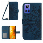 Skin Feel Custodia per cellulare in pelle con motivo a fiori di sole con cordino, For Realme GT Neo3, For OnePlus 9