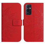 Skin Feel Custodia per cellulare in pelle con motivo a fiori di sole con cordino, For OnePlus 9 Pro, For OnePlus 9R