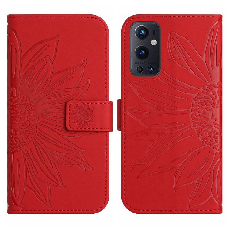 Skin Feel Custodia per cellulare in pelle con motivo a fiori di sole con cordino, For OnePlus 9 Pro, For OnePlus 9R