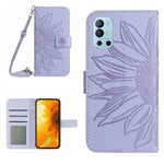 Skin Feel Custodia per cellulare in pelle con motivo a fiori di sole con cordino, For OnePlus 9 Pro, For OnePlus 9R